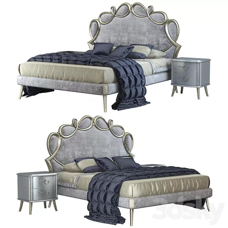 Bed CorteZari Letti Matrimoniali PAPILLON 3D Model Bed CorteZari Letti Matrimoniali PAPILLON 3D Model
