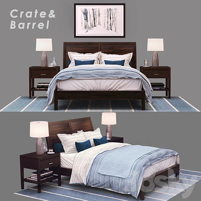 Bed – Crate & Barrel _ Dawson Clove Queen Sleigh Bed 3DModel Bed – Crate & Barrel _ Dawson Clove Queen Sleigh Bed 3DModel