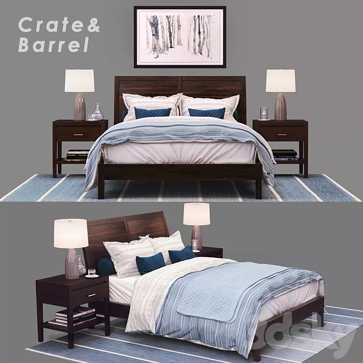 Bed – Crate & Barrel / Dawson Clove Queen Sleigh Bed 3D Model Bed – Crate & Barrel / Dawson Clove Queen Sleigh Bed 3D Model