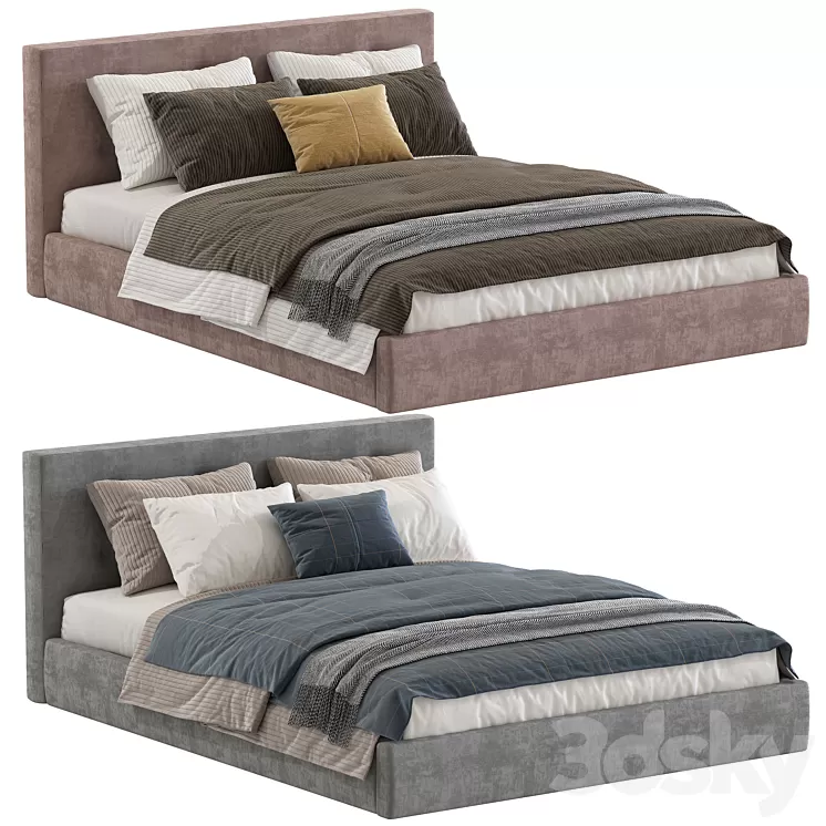 Bed Cushy Upholstered Platfrom Bed 3D Model Free Download Bed Cushy Upholstered Platfrom Bed 3D Model Free Download