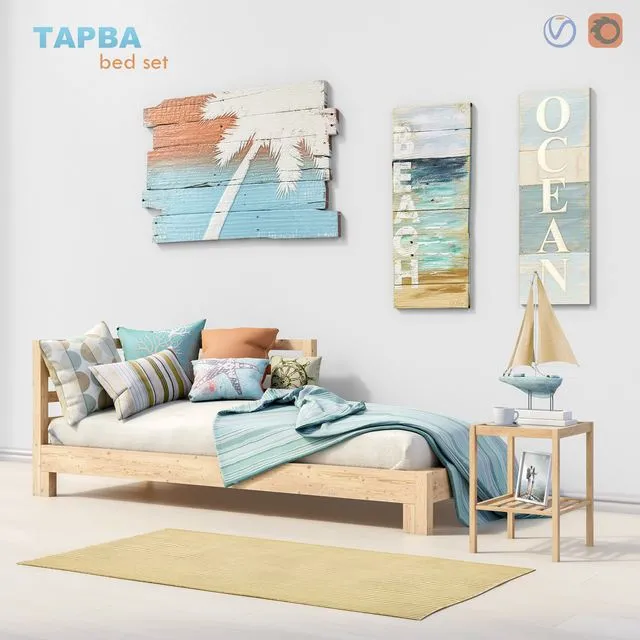 Bed daybed IKEA TARVA set 1 3D Model Bed daybed IKEA TARVA set 1 3D Model
