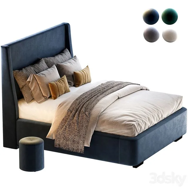 Bed Defense 160 Velvet Grey 3D Model Bed Defense 160 Velvet Grey 3D Model