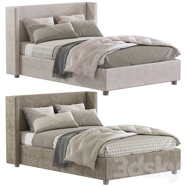 Bed Elliot Shelter Upholstered Headboard 3D Model Bed Elliot Shelter Upholstered Headboard 3D Model