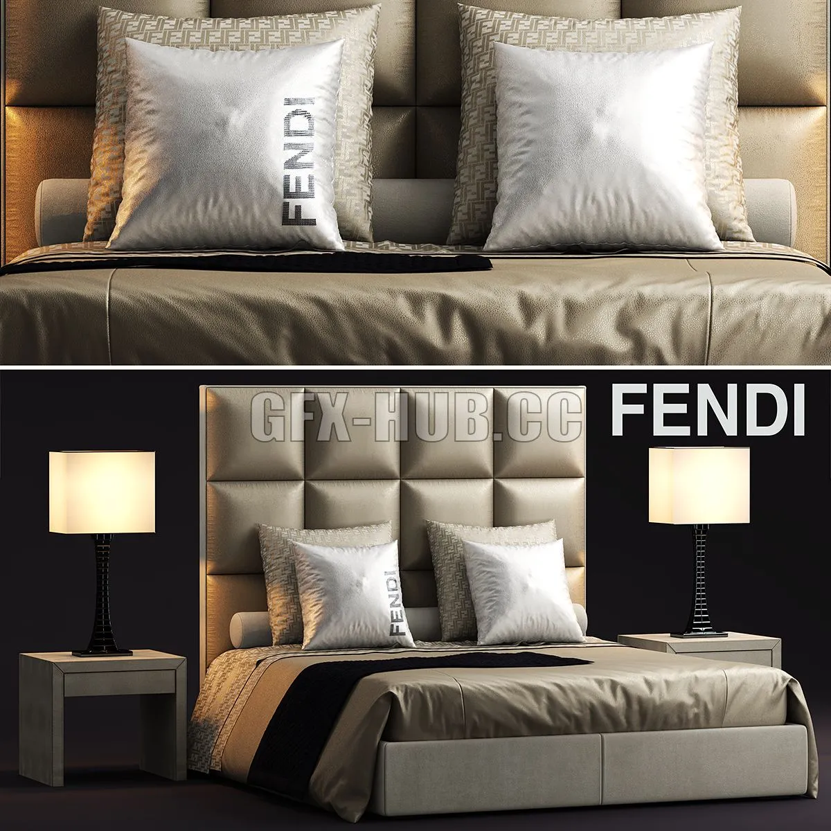 Bed fendi casa diamante 3D Model Bed fendi casa diamante 3D Model