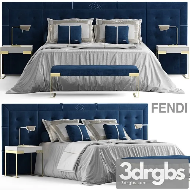Bed fendi pincio bed 2 3D Model Download