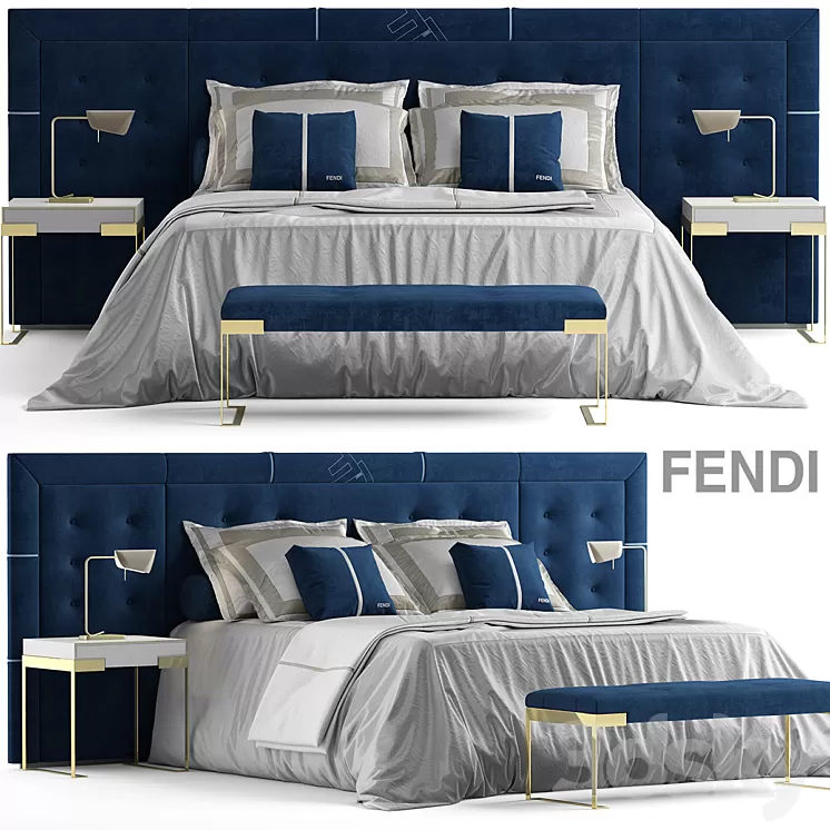 Bed fendi pincio bed 3D Model