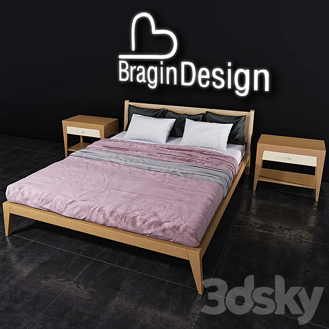 Bed FLY – Oak BraginDesign 3D Model