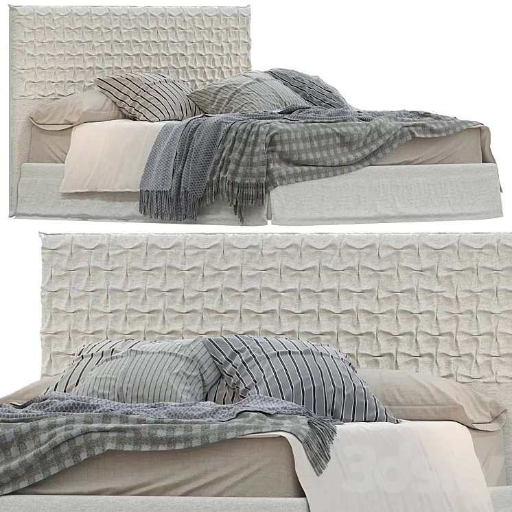 Bed from the factory Bolzan collection Clay headboard in the style of Sheen 3D Model Free Download