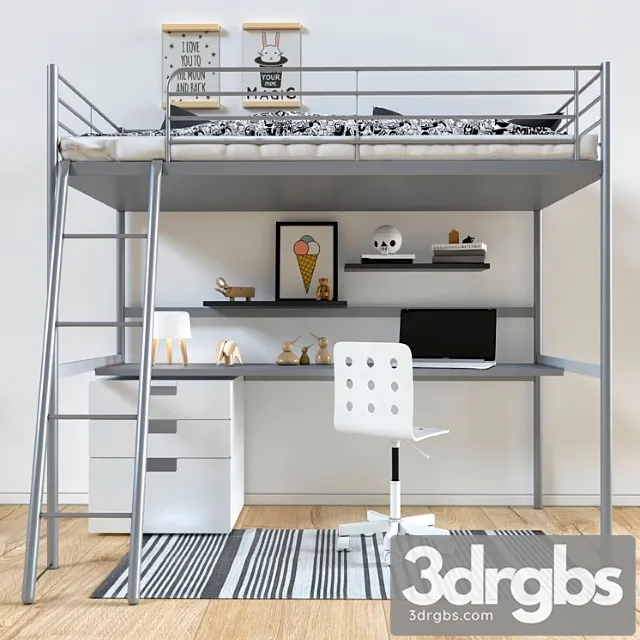 Bed Ikea Sverta Loft 3D Model Download