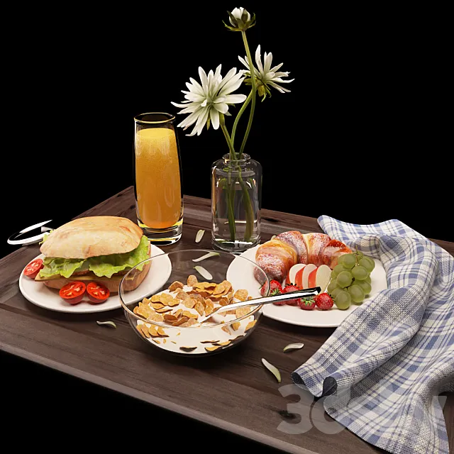 Bed in breakfast 3D Model