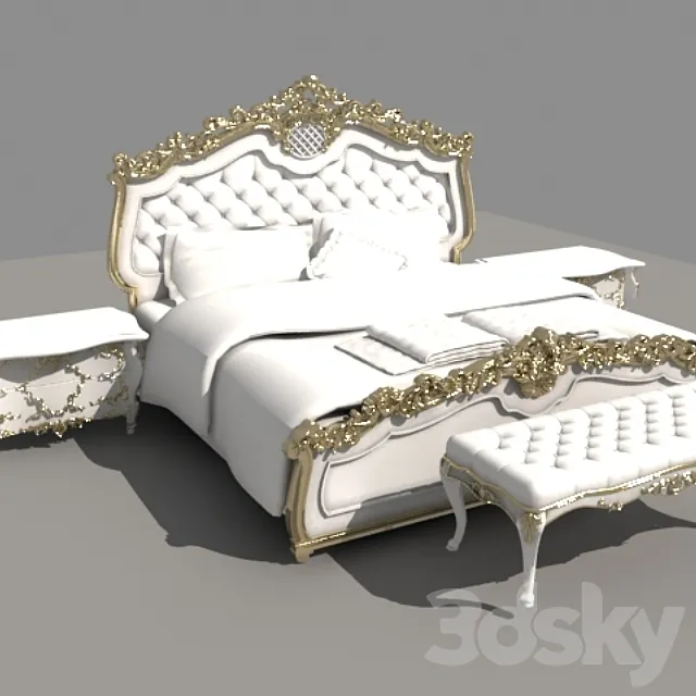 Bed in the style of Rocco-Co 3DModel