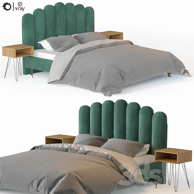 Bed Liel table Evain 3D Model Bed Liel table Evain 3D Model