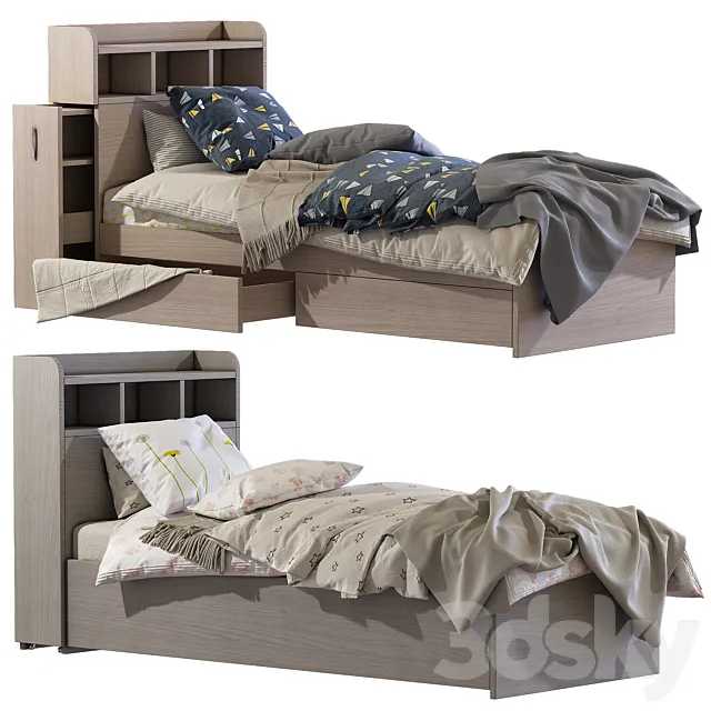 Bed Light Oak Galway Bed with Storage 3D Model Bed Light Oak Galway Bed with Storage 3D Model