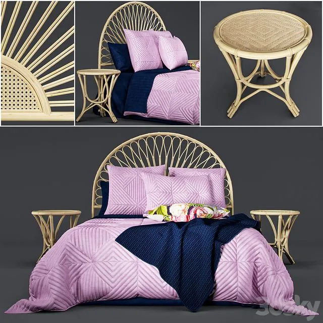 Bed Linen Newport Quilted Velvet 3D Model Bed Linen Newport Quilted Velvet 3D Model