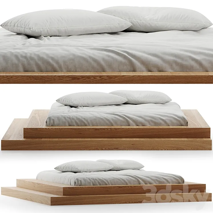 Bed linen with pillows 3D Model Free Download