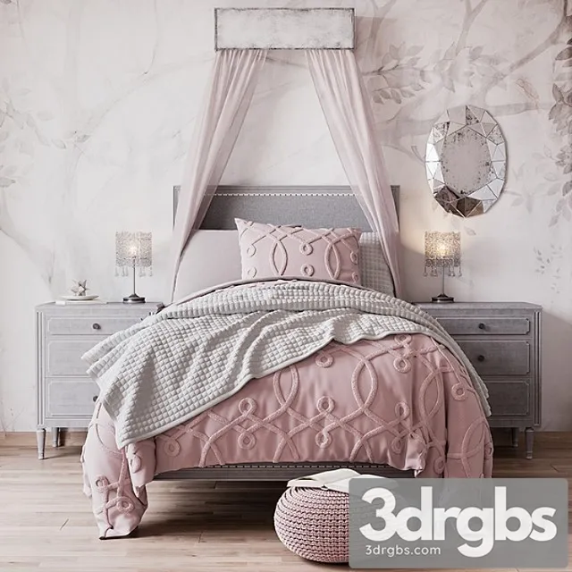 Bed Marcelle Upholstered Bed From Restoration Hardware Baby Child 3D Model Download