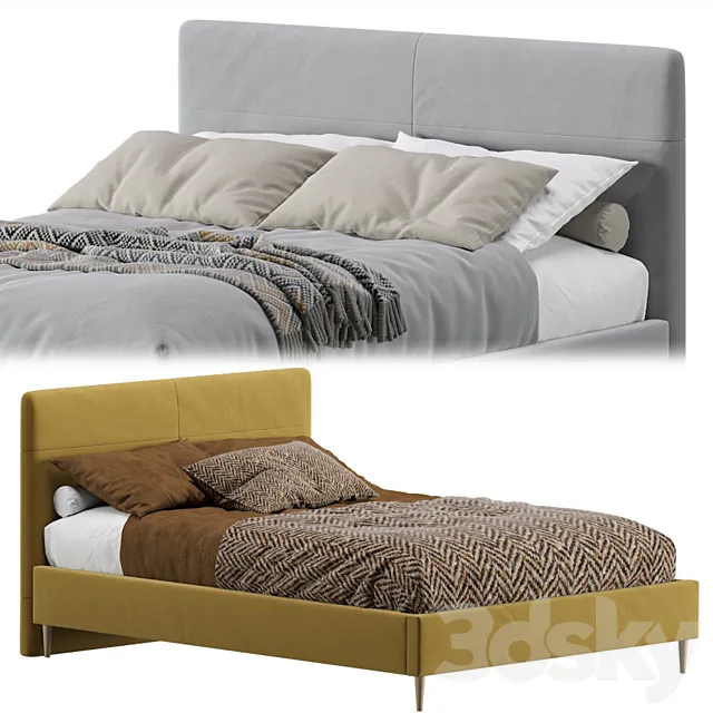 Bed Mayton 140 Velvet Yellow By Divan.ru 3DModel Bed Mayton 140 Velvet Yellow By Divan.ru 3DModel