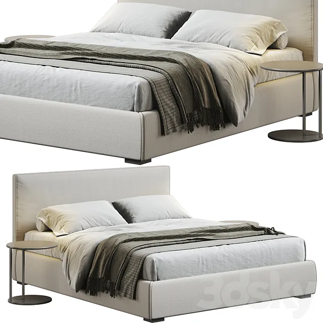 Bed Meridiani Stone 01 3D Model Bed Meridiani Stone 01 3D Model