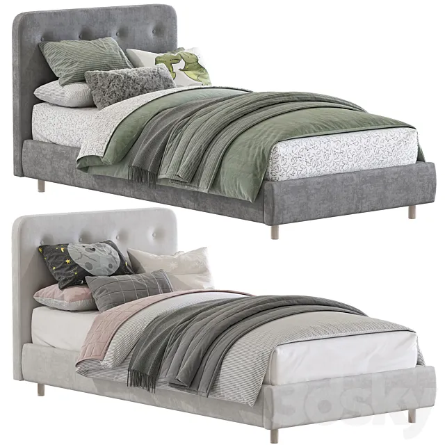 Bed Miller Tufted Upholstered Bed 2 3DModel Bed Miller Tufted Upholstered Bed 2 3DModel