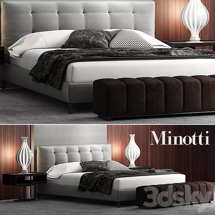 Bed minotti andersen bed QUILT 3D Model