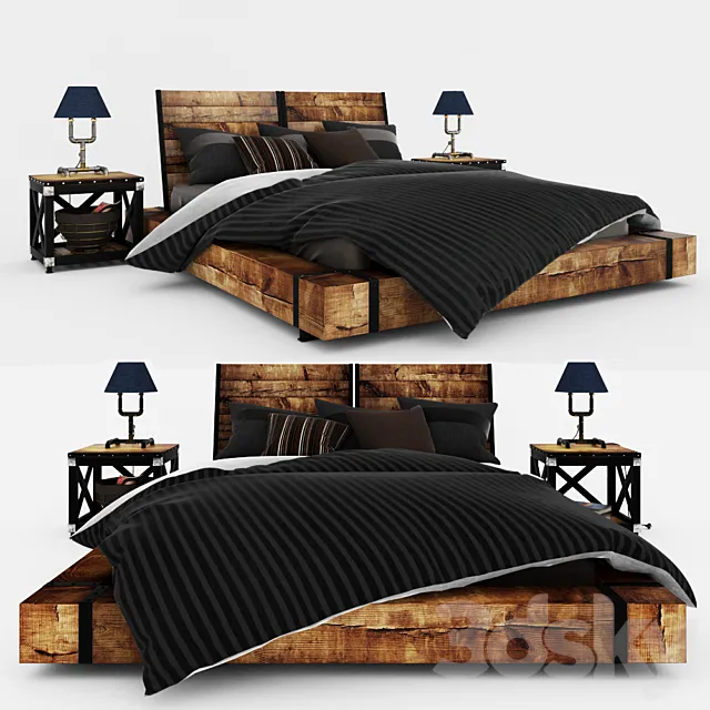 Bed of timber – Loft 3D Model
