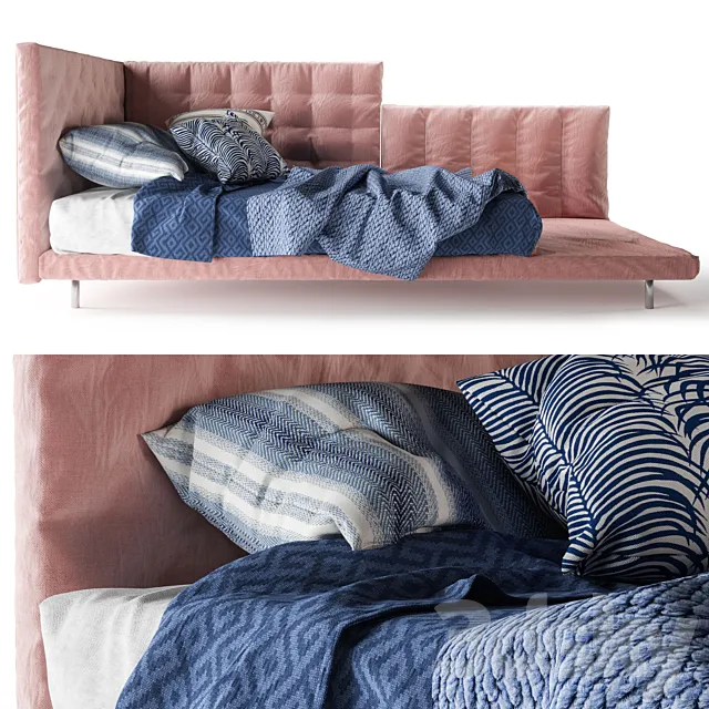 Bed pink Bonaldo Alvar 3D Model Bed pink Bonaldo Alvar 3D Model