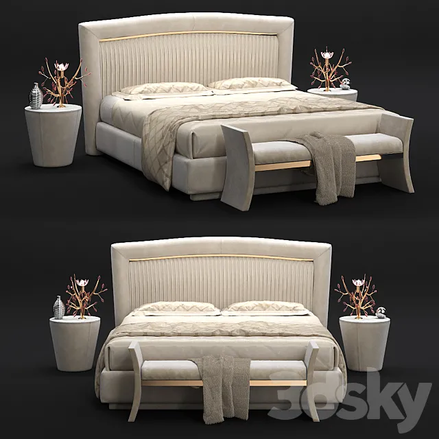 Bed Portofino Plissè and couch RICHARD 3D Model Bed Portofino Plissè and couch RICHARD 3D Model