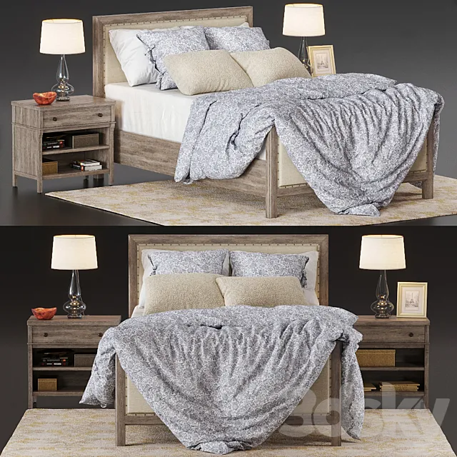 Bed Potterybarn Toulouse wood 3DModel Bed Potterybarn Toulouse wood 3DModel