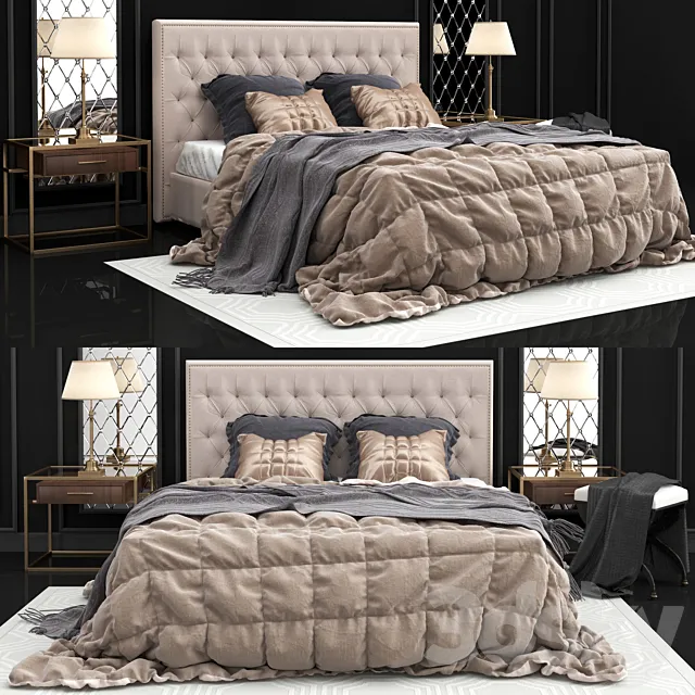 Bed Restoration Hardware Adler 3DModel Bed Restoration Hardware Adler 3DModel