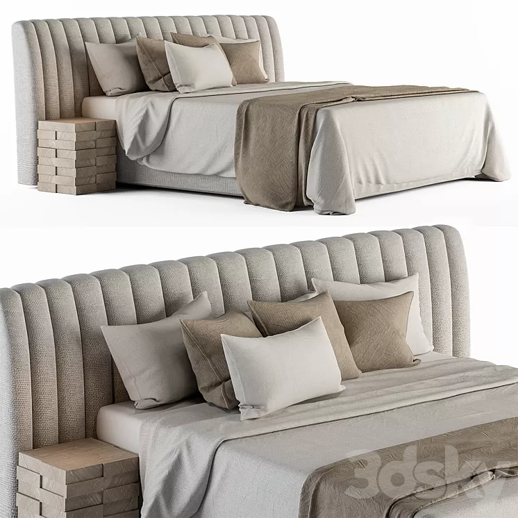 Bed Set 13 – White and Beige 3D Model Free Download