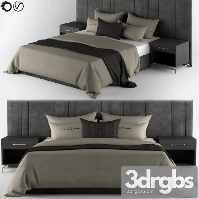 Bed-set cream & black 2 3D Model Download