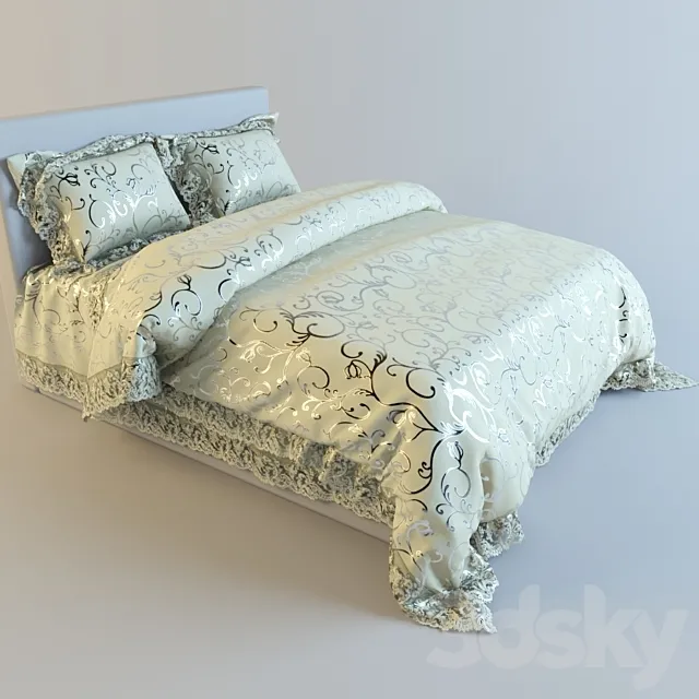 bed set with lace 3D Model bed set with lace 3D Model