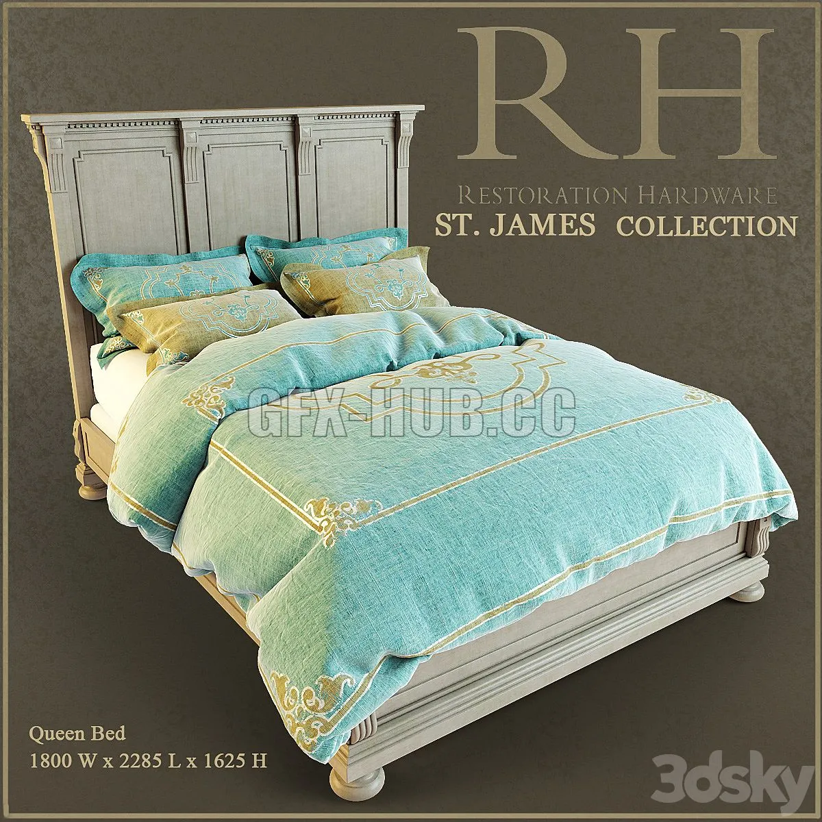 Bed ST James by Restoration Hardware 3D Model