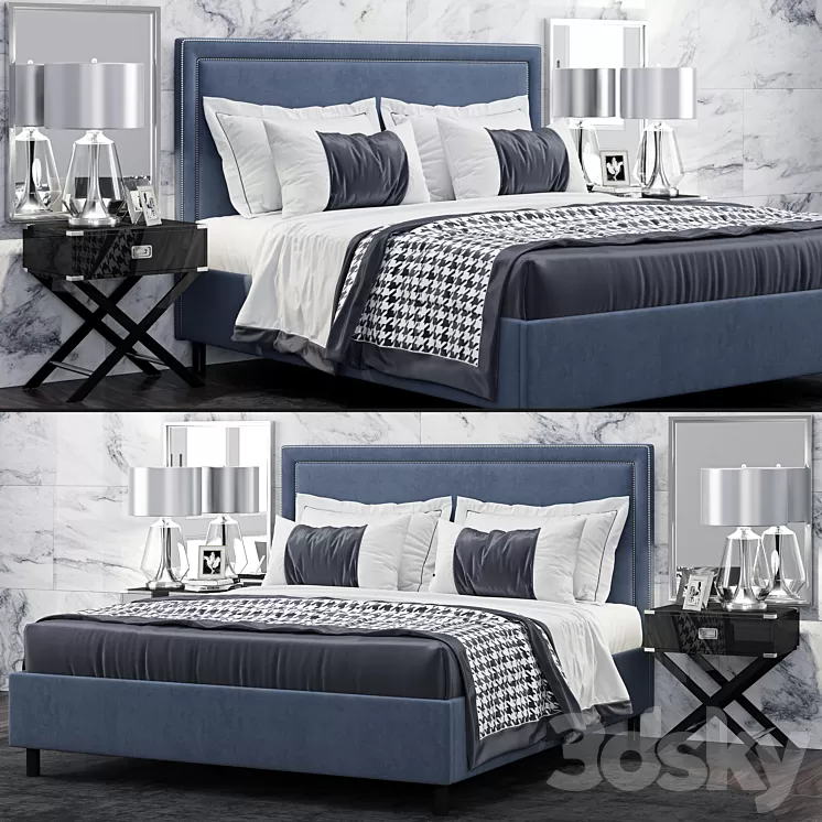 Bed TOV Furniture Reed Navy Velvet Tufted 3D Model Bed TOV Furniture Reed Navy Velvet Tufted 3D Model