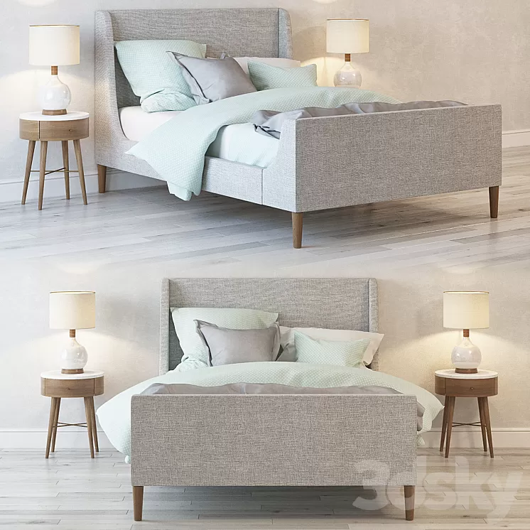 Bed Upholstered Sleigh Bed 3D Model Bed Upholstered Sleigh Bed 3D Model