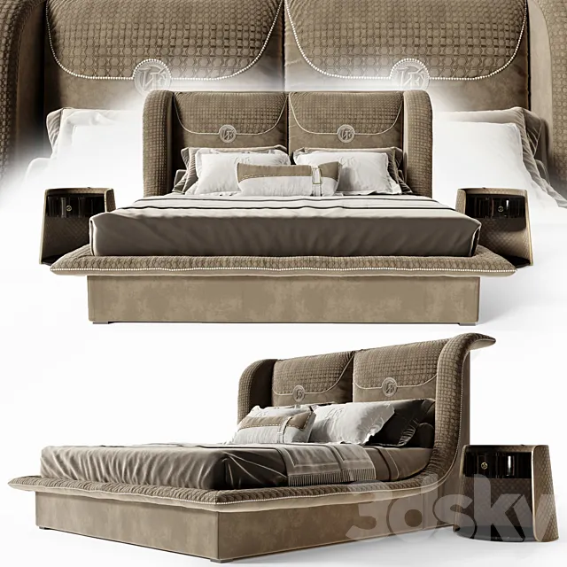 Bed Vittoria Frigerio Appiani bedside table Contarini 3D Model Bed Vittoria Frigerio Appiani bedside table Contarini 3D Model