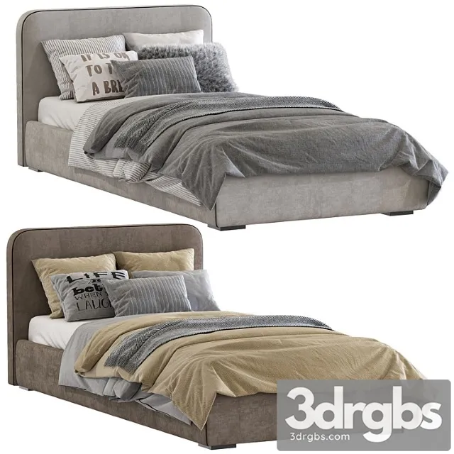 Bed with A Soft Headboard 11 3D Model Download