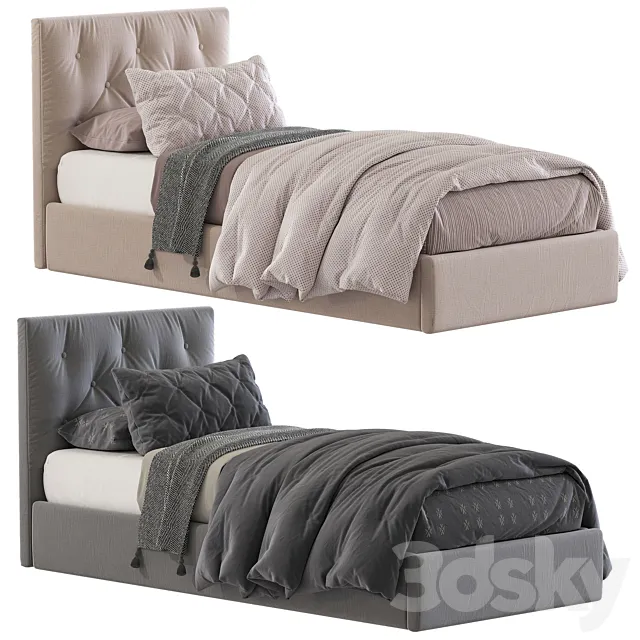 Bed with a soft headboard 8 3DModel Bed with a soft headboard 8 3DModel