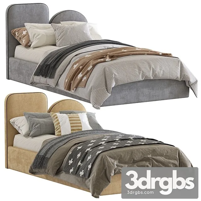 Bed with a Soft Headboard 9 3D Model Download