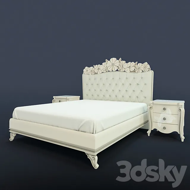 Bed with flowers 3DModel