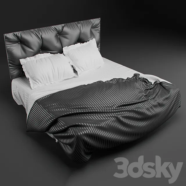 Bed with headboard 3D Model Bed with headboard 3D Model