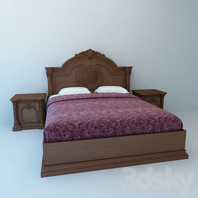bed with pedestal 3D Model bed with pedestal 3D Model