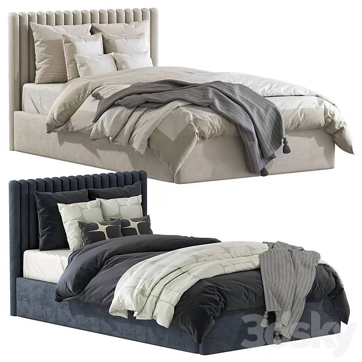 Bed with soft headboard 5 3D Model