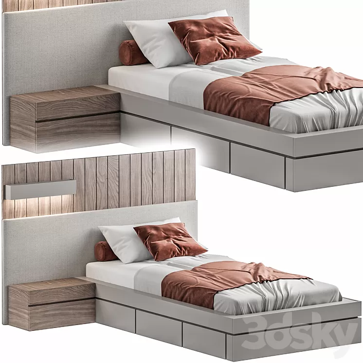 Bed033-Single Bed 3D Model