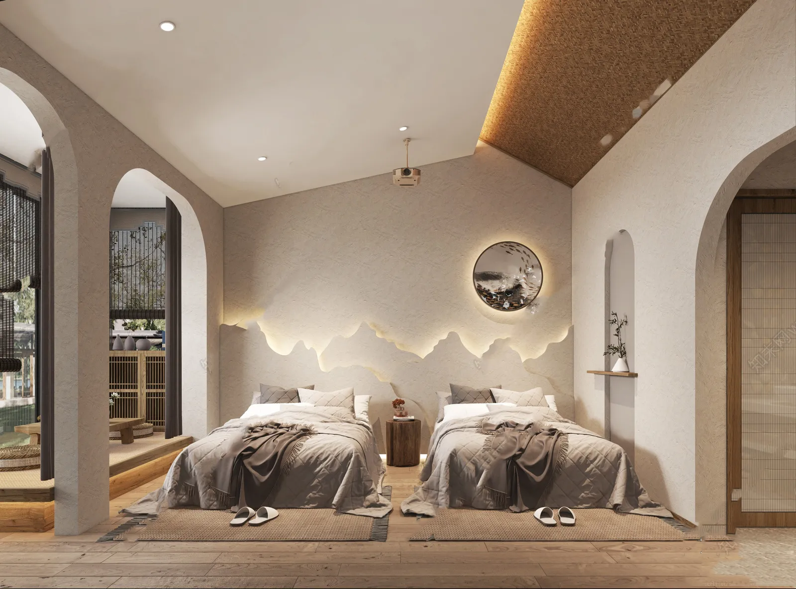 Bedroom 3D Interior Scene Model – Wabi Sabi Style – 006