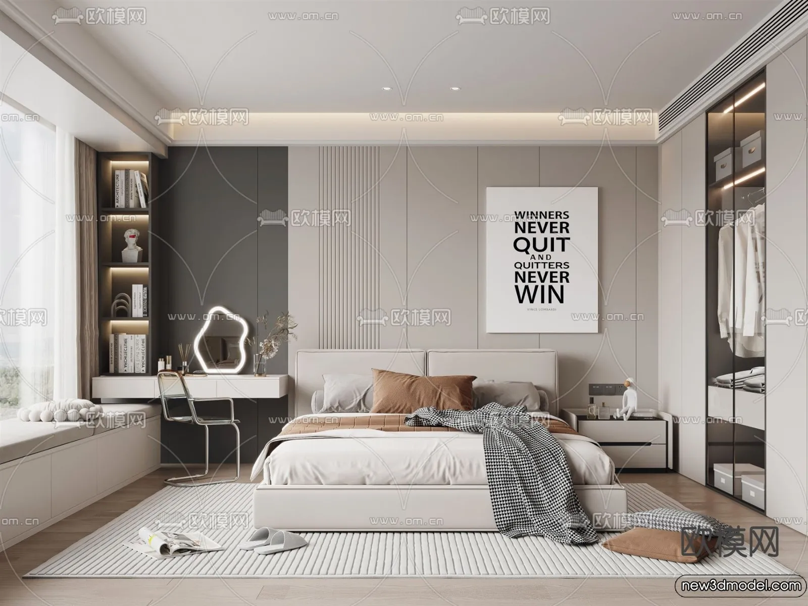 Bedroom – 3D Interior Scenes – Modern Style – 3D Models – 073 Bedroom – 3D Interior Scenes – Modern Style – 3D Models – 073