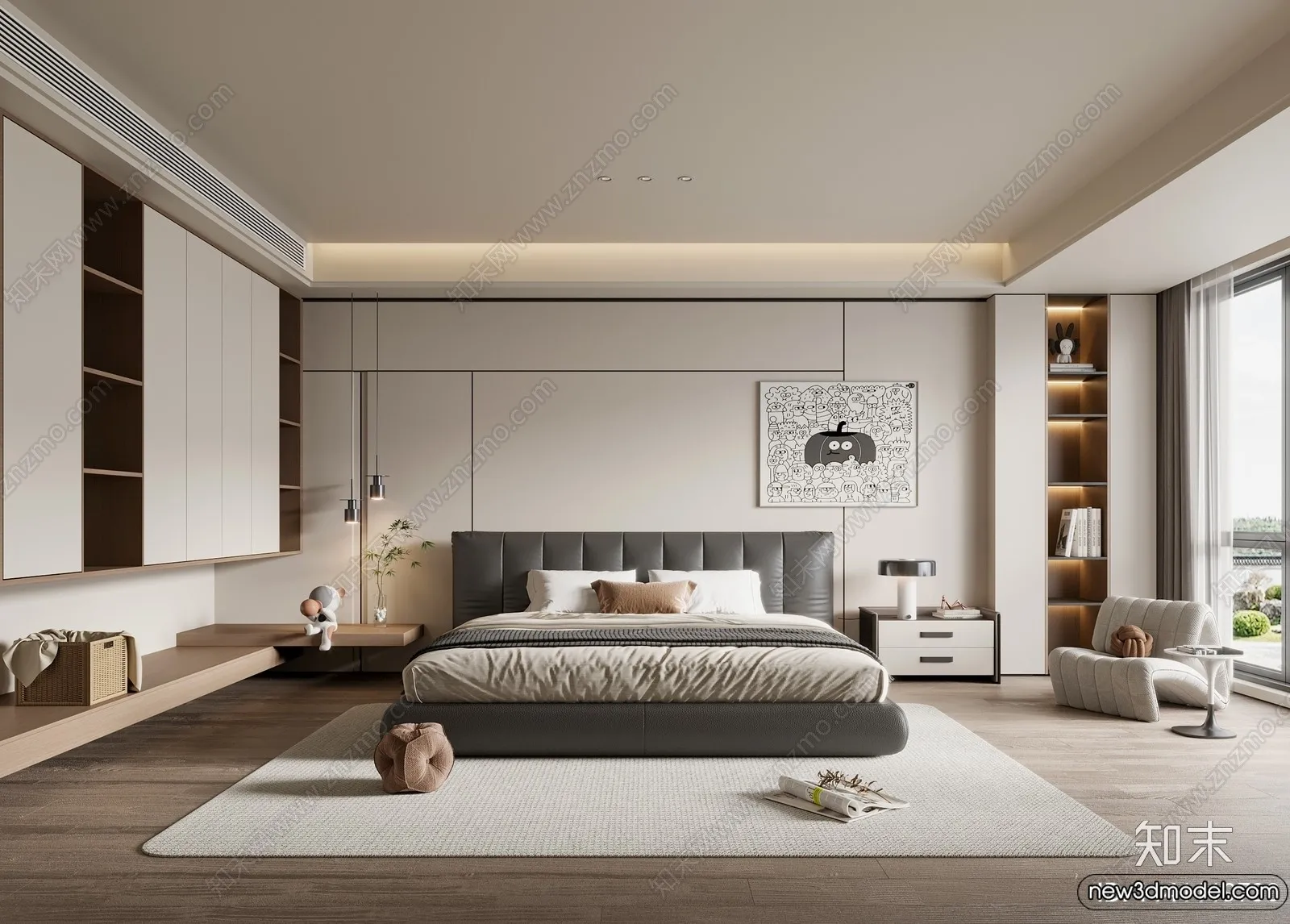 Bedroom – 3D Interior Scenes – Modern Style – 3D Models – 074 Bedroom – 3D Interior Scenes – Modern Style – 3D Models – 074