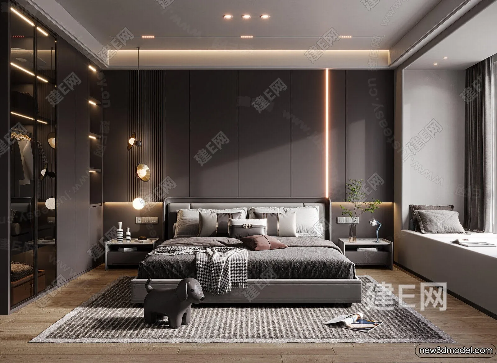 Bedroom – 3D Interior Scenes – Modern Style – 3D Models – 090 Bedroom – 3D Interior Scenes – Modern Style – 3D Models – 090
