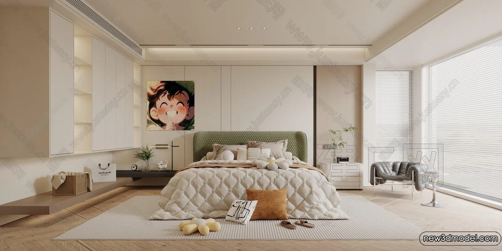 Bedroom – 3D Interior Scenes – Modern Style – 3D Models – 092 Bedroom – 3D Interior Scenes – Modern Style – 3D Models – 092