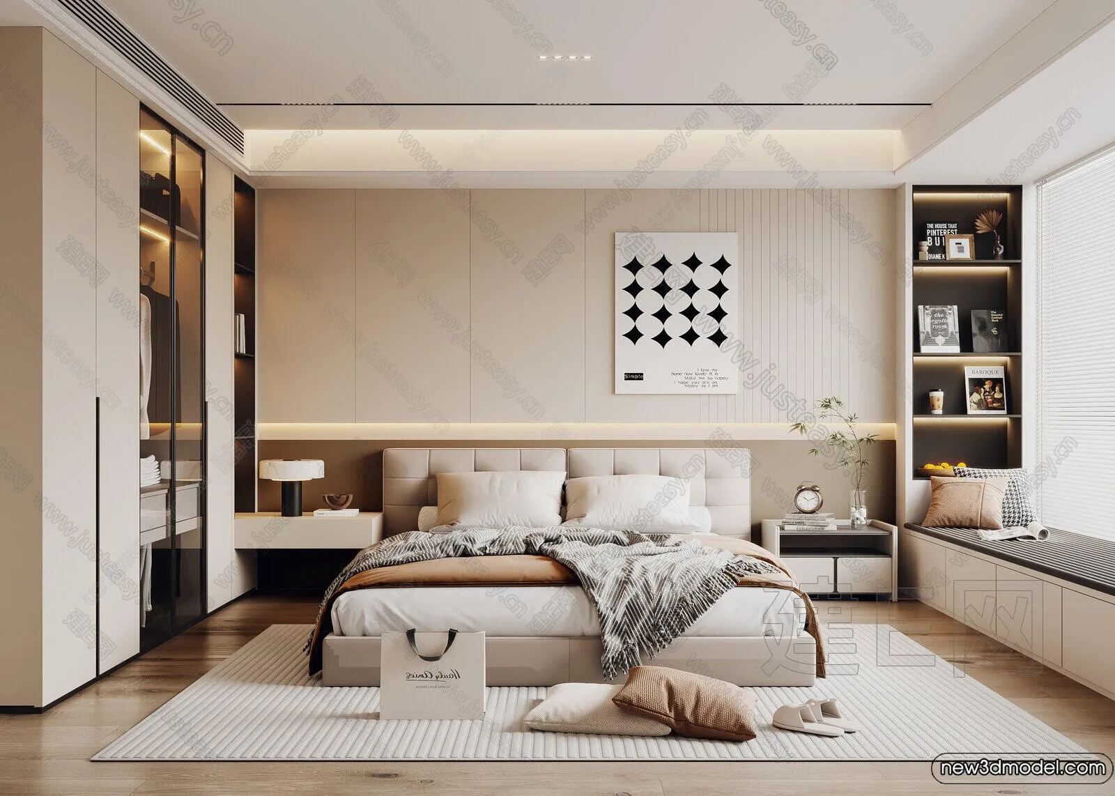 Bedroom – 3D Interior Scenes – Modern Style – 3D Models – 093 Bedroom – 3D Interior Scenes – Modern Style – 3D Models – 093